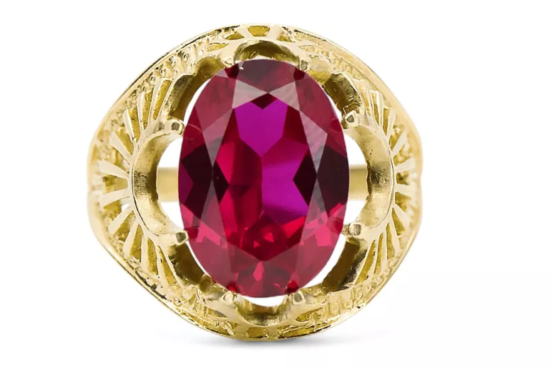 Žiedas Rubinas 14k geltono aukso Vintage vrc003y